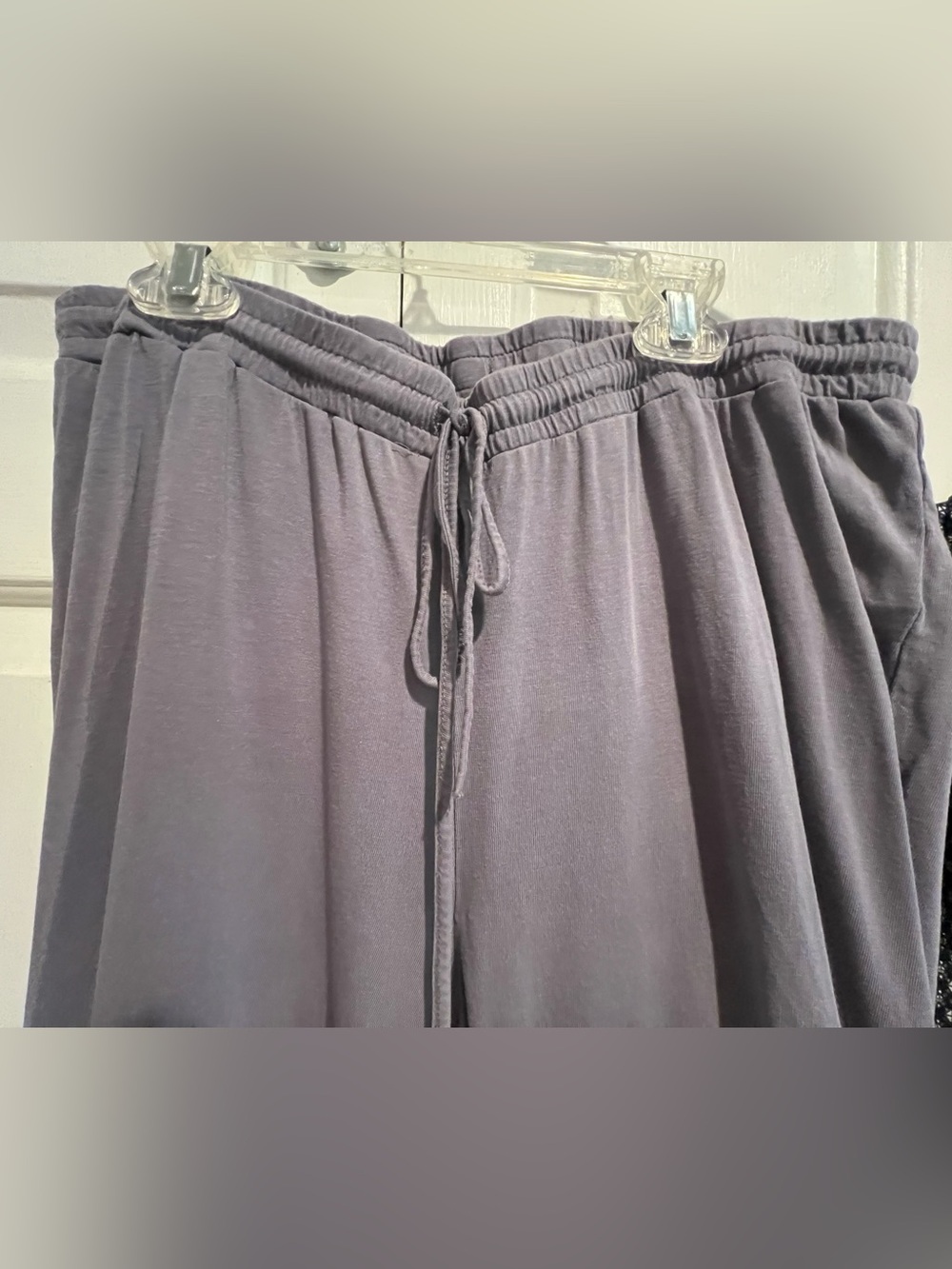 2 Pc PJ Set🦋Soma Black Button Down Top w 💜💙Accents & Gray Capri Lounge Pants - Picture 9 of 12